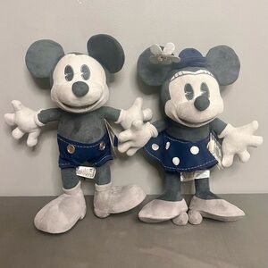 Mickey & Minnie D23 25th Anniversary Limited Edition Gray/Blue Plush 18” W/ Tags
